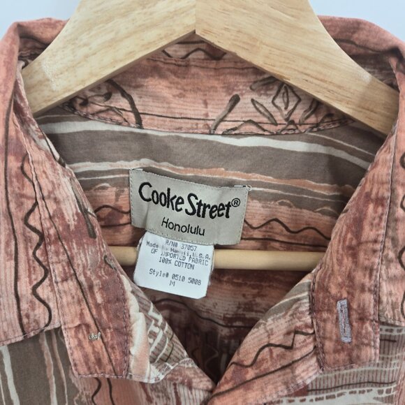 Vintage Cooke Street Honolulu Brown 100% Cotton Button Down Medium - Picture 10 of 12